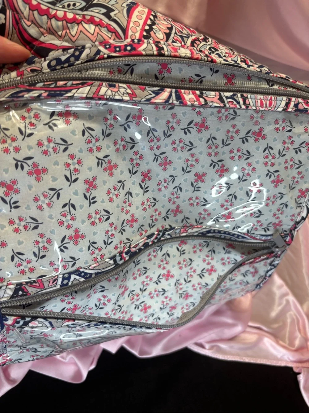 Vera Bradley Quilted Laptop Bag in Pink and Navy Paisley